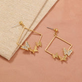 Geometrische, modische Schmetterlingsohrringe mit Diamantbesatz